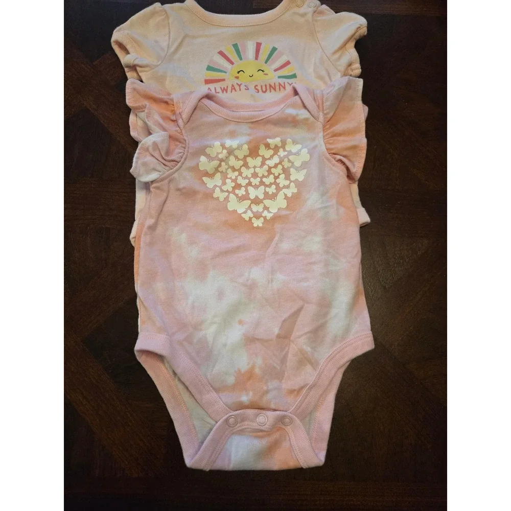 Garanimals Baby Girl Bodysuits Lot of 5 Unicorn Sun Grandma 3-6 Months Pink Red